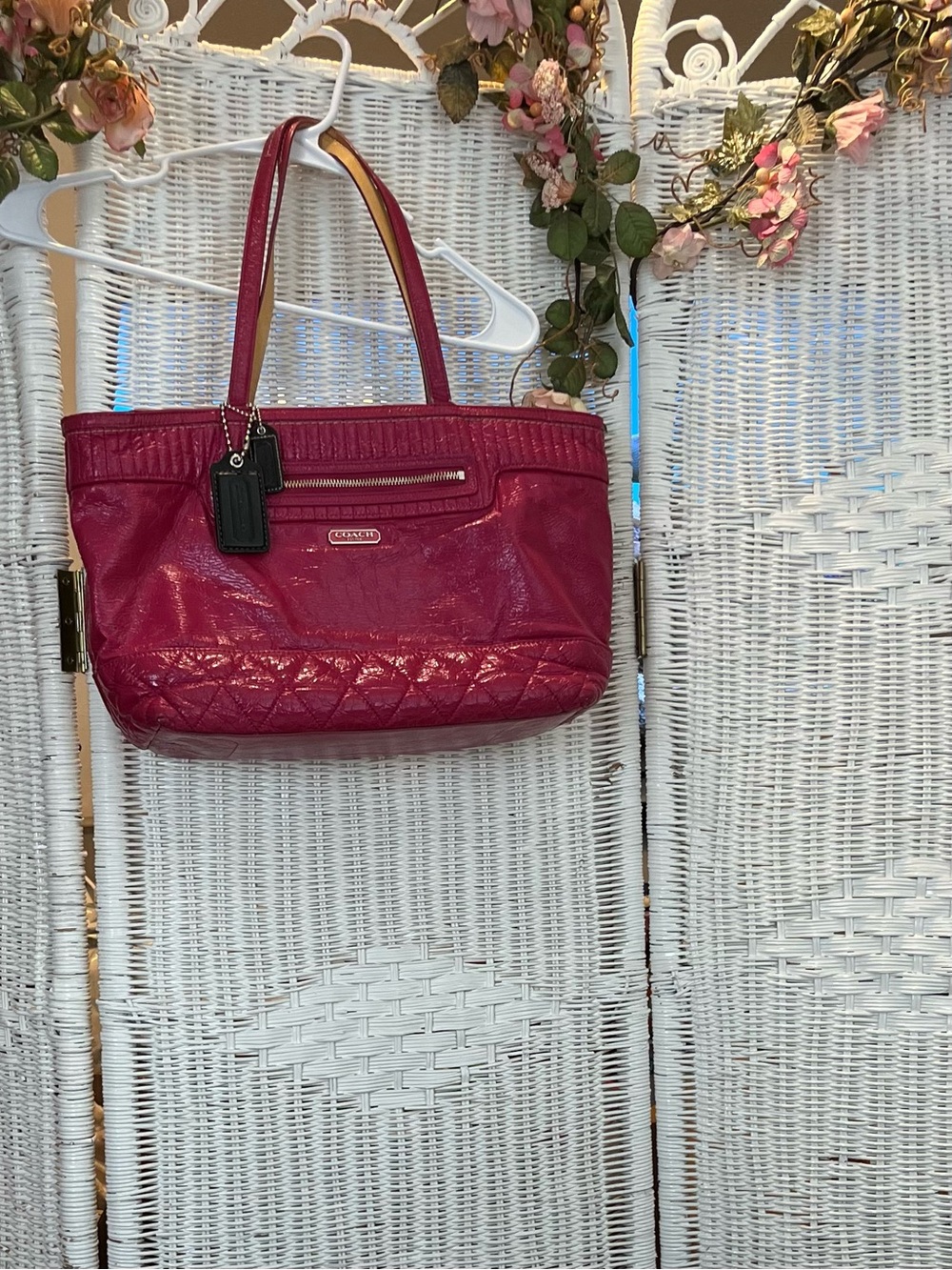 Authentic Coach Pink Leather Shoulder Tote Bag Purse